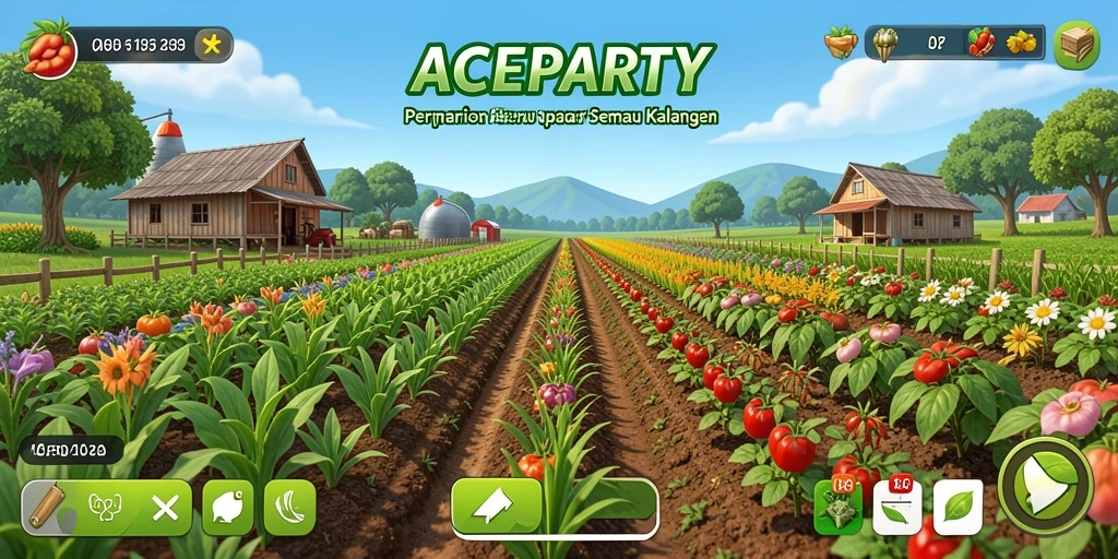 Tangkapan layar gameplay ACEPARTY menunjukkan pengalaman bertani yang seru dan menantang.