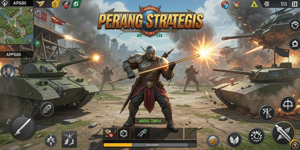 Tampilan menegangkan dari gameplay AP686 saat pertempuran epik.