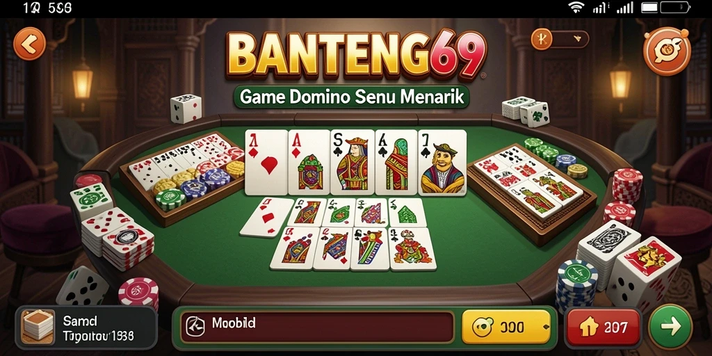 Screenshot gameplay BANTENG69 menampilkan suasana permainan Domino yang mendebarkan.