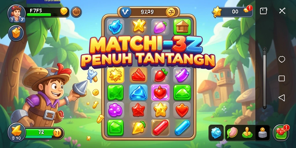 Tampilan gameplay F7F7 yang menarik dalam gaya Match-3.