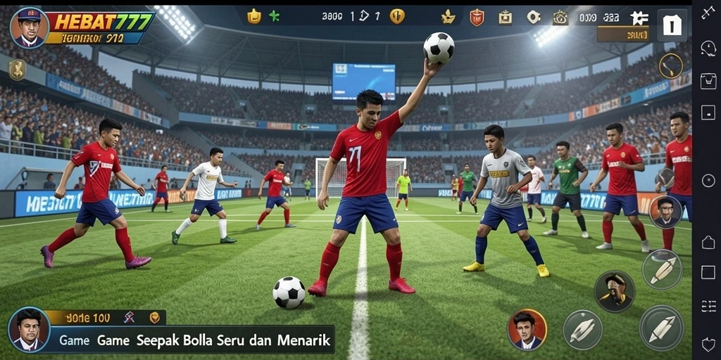 Tampilan gameplay HEBAT777 penuh aksi seru dalam pertandingan sepak bola.