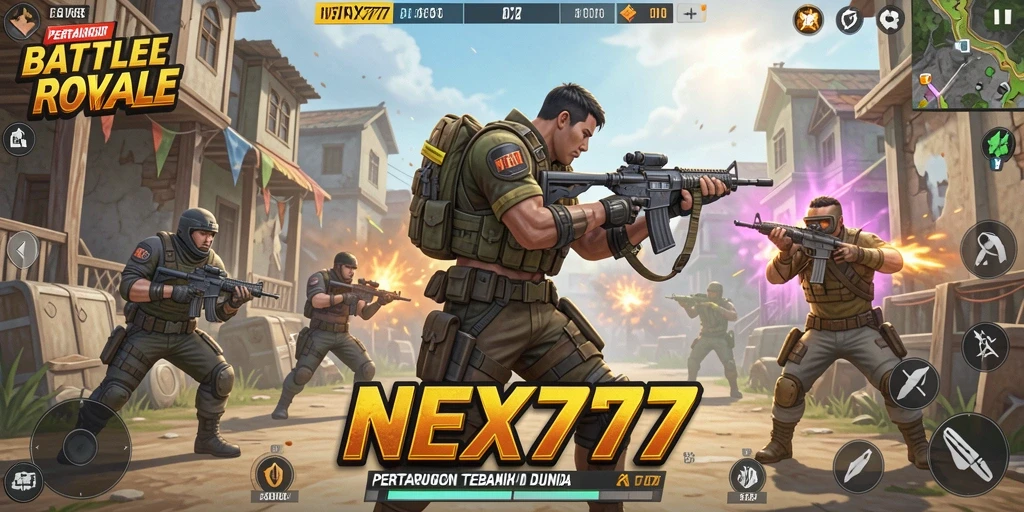 Gameplay seru dan mendebarkan di NEX777 Battle Royale.