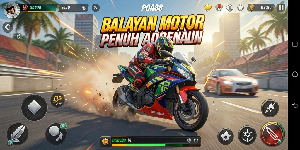 Gambaran aksi balapan motor yang mendebarkan di POA88.