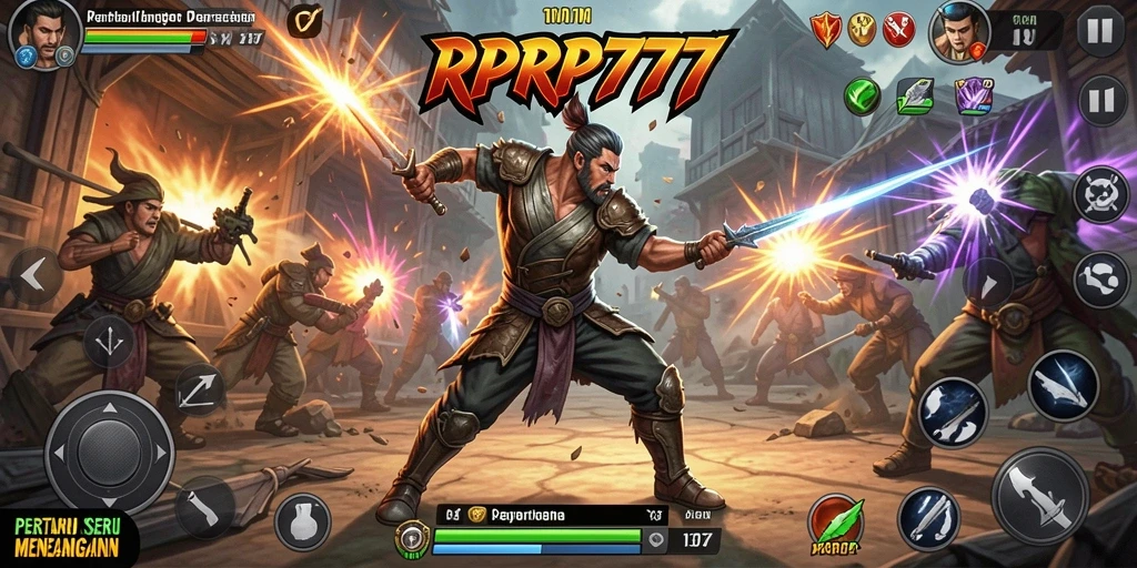 Tampilan menegangkan dari gameplay bertarung di RPRP777.