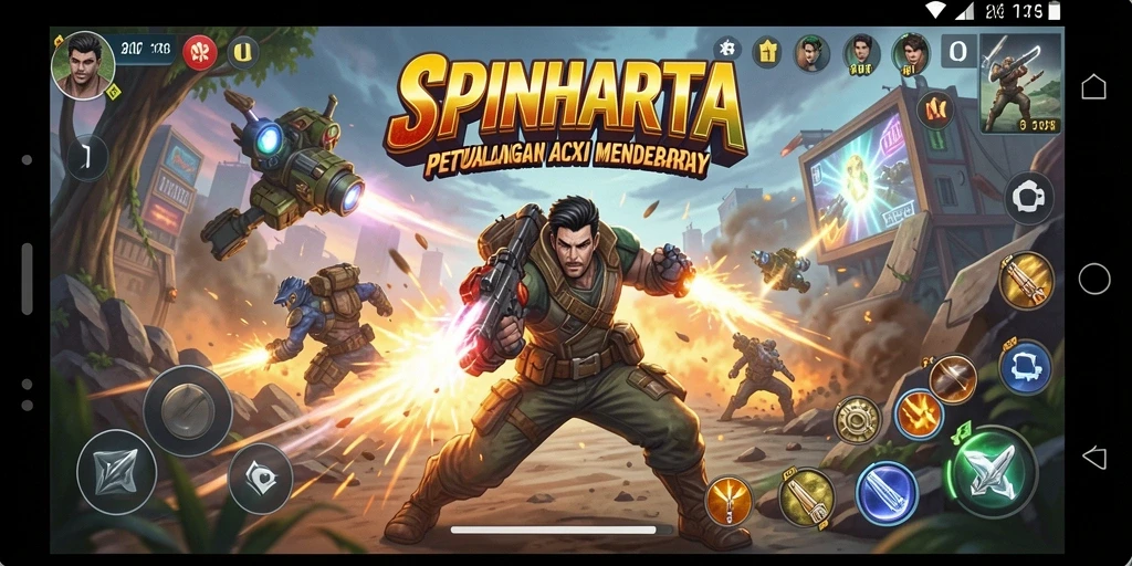 Tampilan aksi mendebarkan dalam gameplay SPINHARTA yang intens dan penuh strategi.