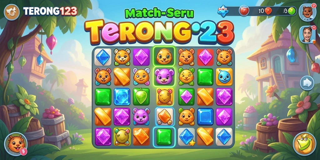 Tangkapan layar gameplay <strong>TERONG123</strong> menunjukkan keseruan mencocokkan buah-buahan.