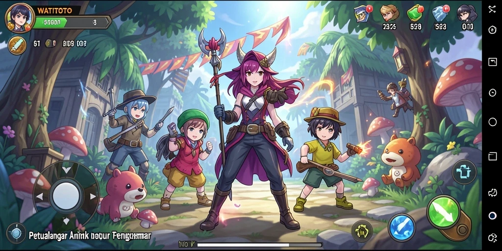 Screenshot utama WATITOTO menampilkan suasana petualangan karakter Anime yang menawan.