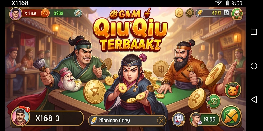 Screenshot gameplay X168 menampilkan suasana seru QiuQiu.